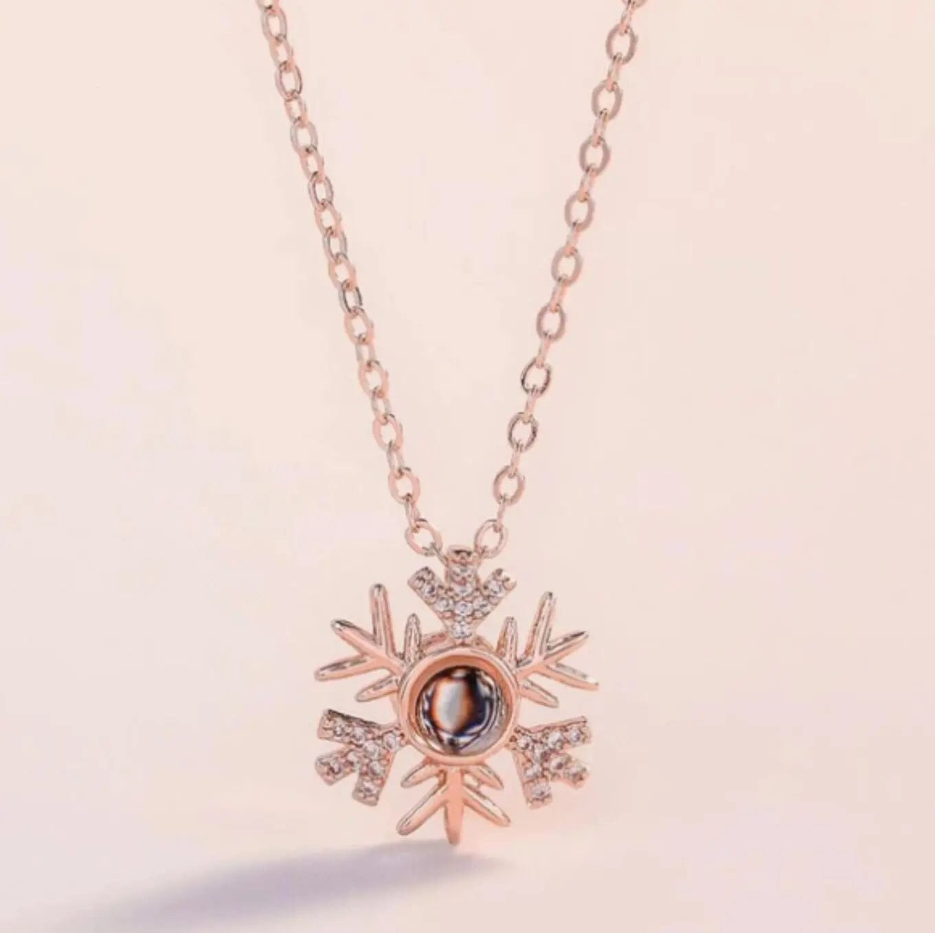 Custom Photo Projection Snowflake Necklace - LaurelJewel