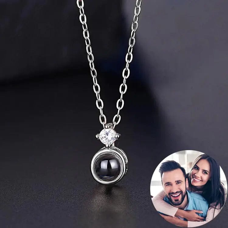 Custom Photo Projection Tiny Diamond Zircon Gem Necklace - LaurelJewel