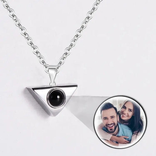 Custom Photo Projection Triangle Necklace - LaurelJewel