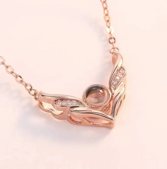 Custom Photo Projection Wings Necklace - LaurelJewel