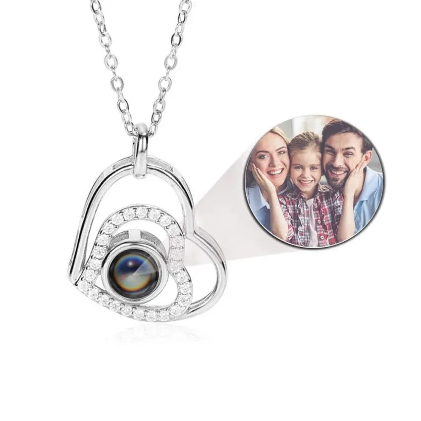 Triple Hearts Custom Projection Photo Necklace | Upload Your Hidden Photo - LaurelJewel